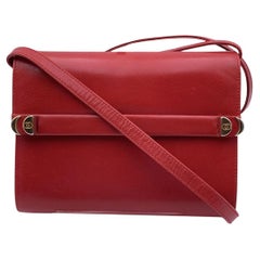 Gucci Vintage Red Leather Convertible Bag Clutch Shoulder Bag