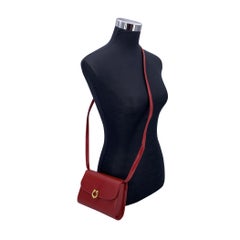 Gucci Vintage Red Leather Convertible Messenger Crossbody Bag