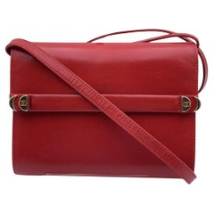 Gucci Vintage Red Leather Convertible Shoulder Bag Clutch