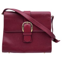 Gucci Vintage Red Leather Crossbody Shoulder Bag Buckle Detail