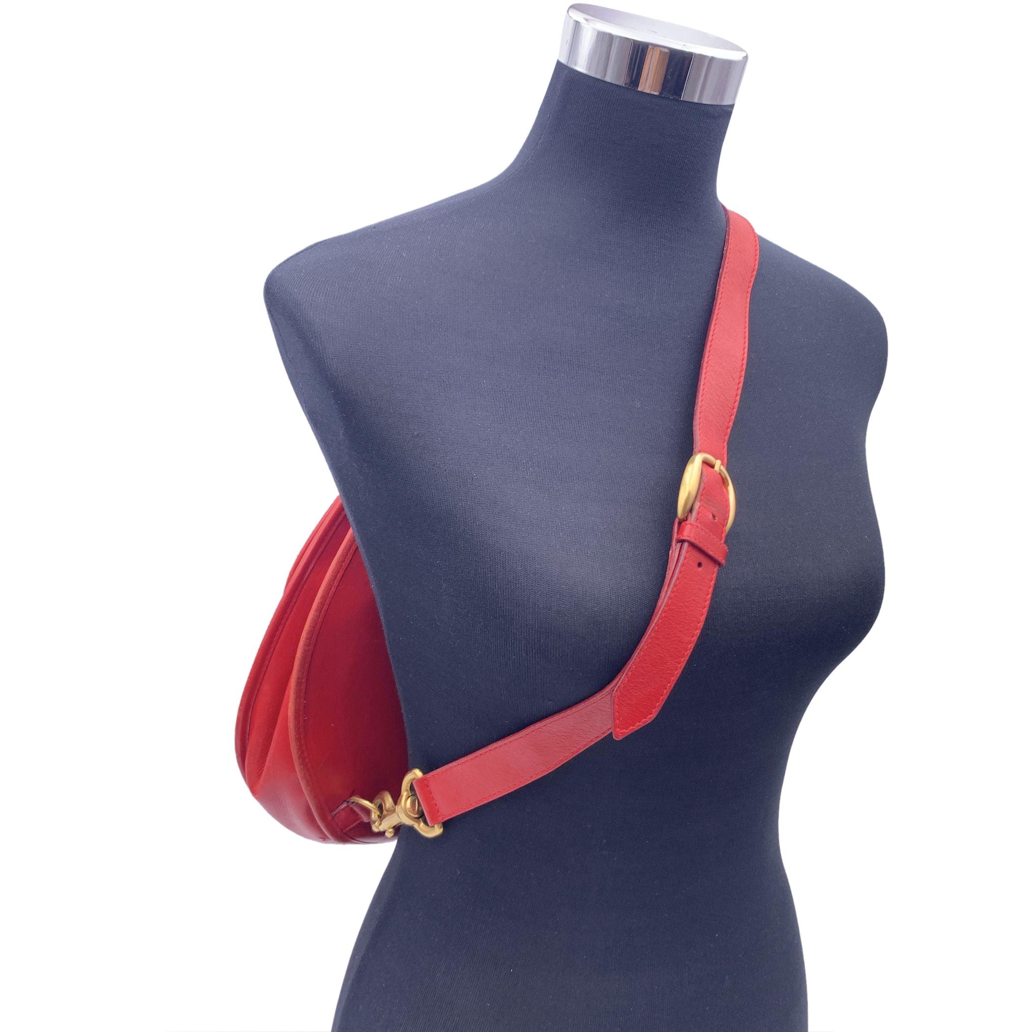 Women's Gucci Vintage Red Leather Horsebit Backpack Sling Shoulder Bag