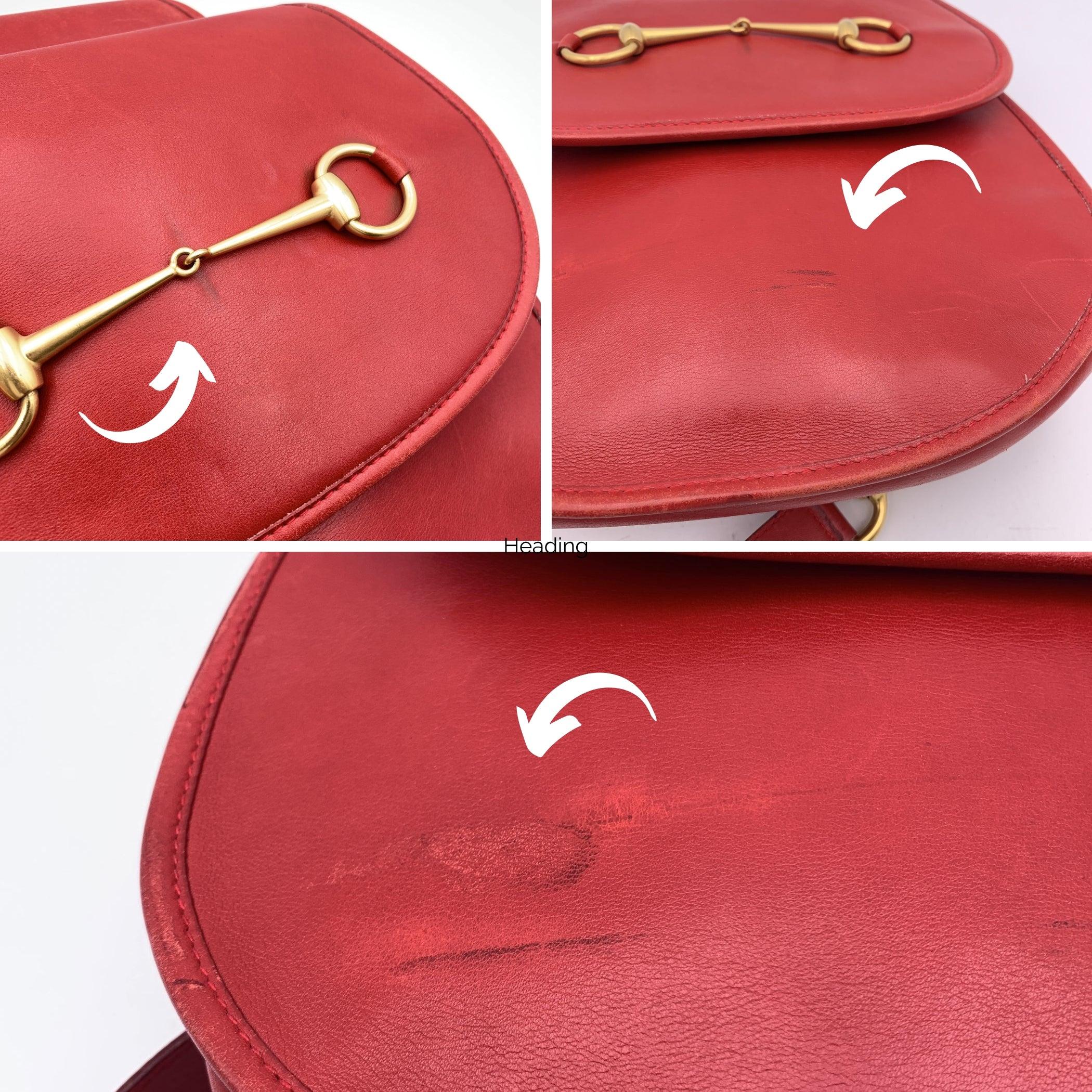 Gucci Vintage Red Leather Horsebit Backpack Sling Shoulder Bag 1