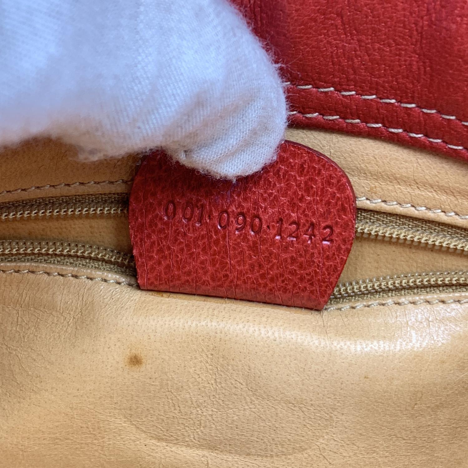 Gucci Vintage Red Leather Horsebit Crossbody Messenger Bag 1