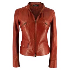 Gucci Vintage Red Studded Leather Biker Jacket