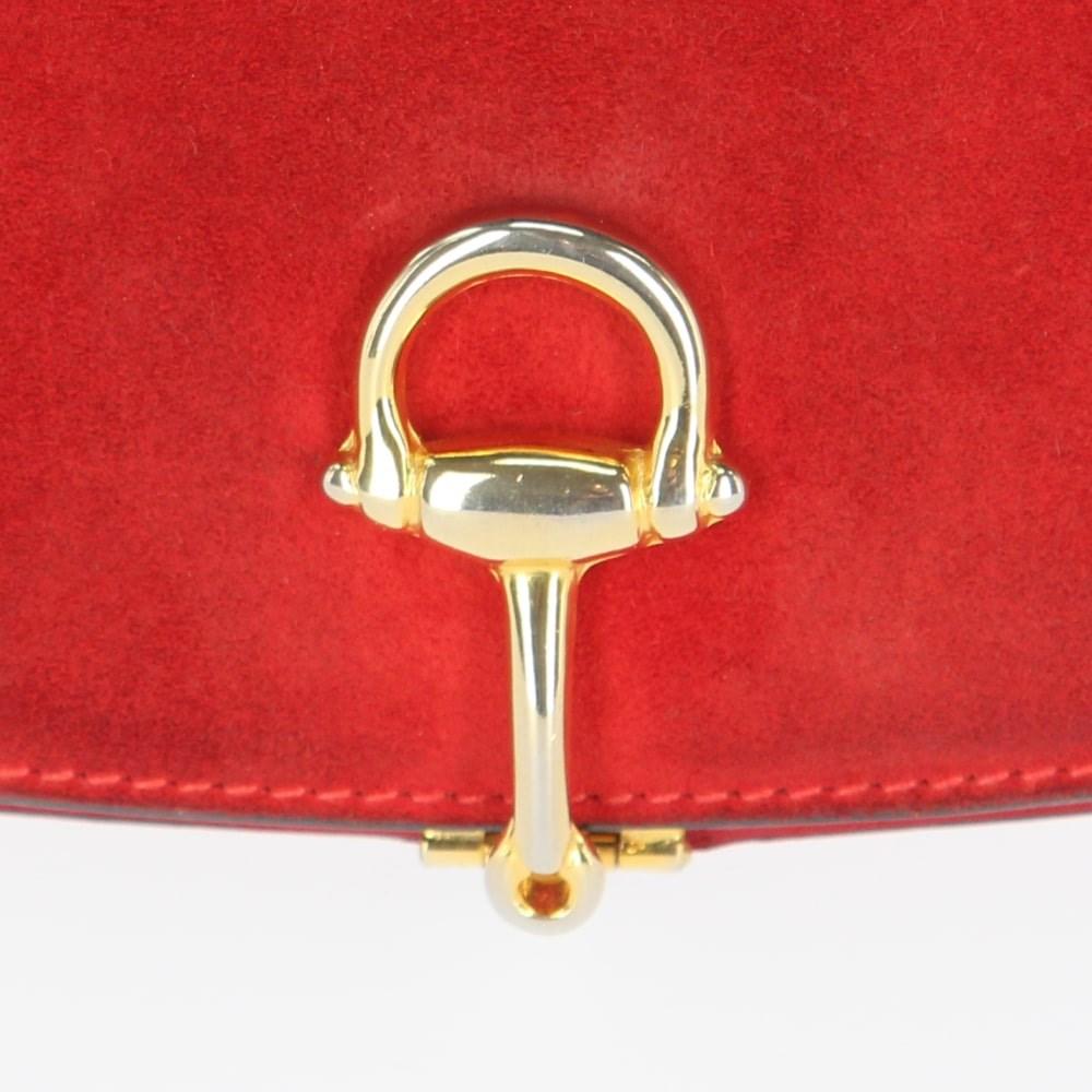 Gucci Vintage red suede and leather 80s purse 2