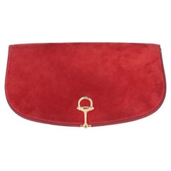 Gucci Vintage red suede and leather 80s purse