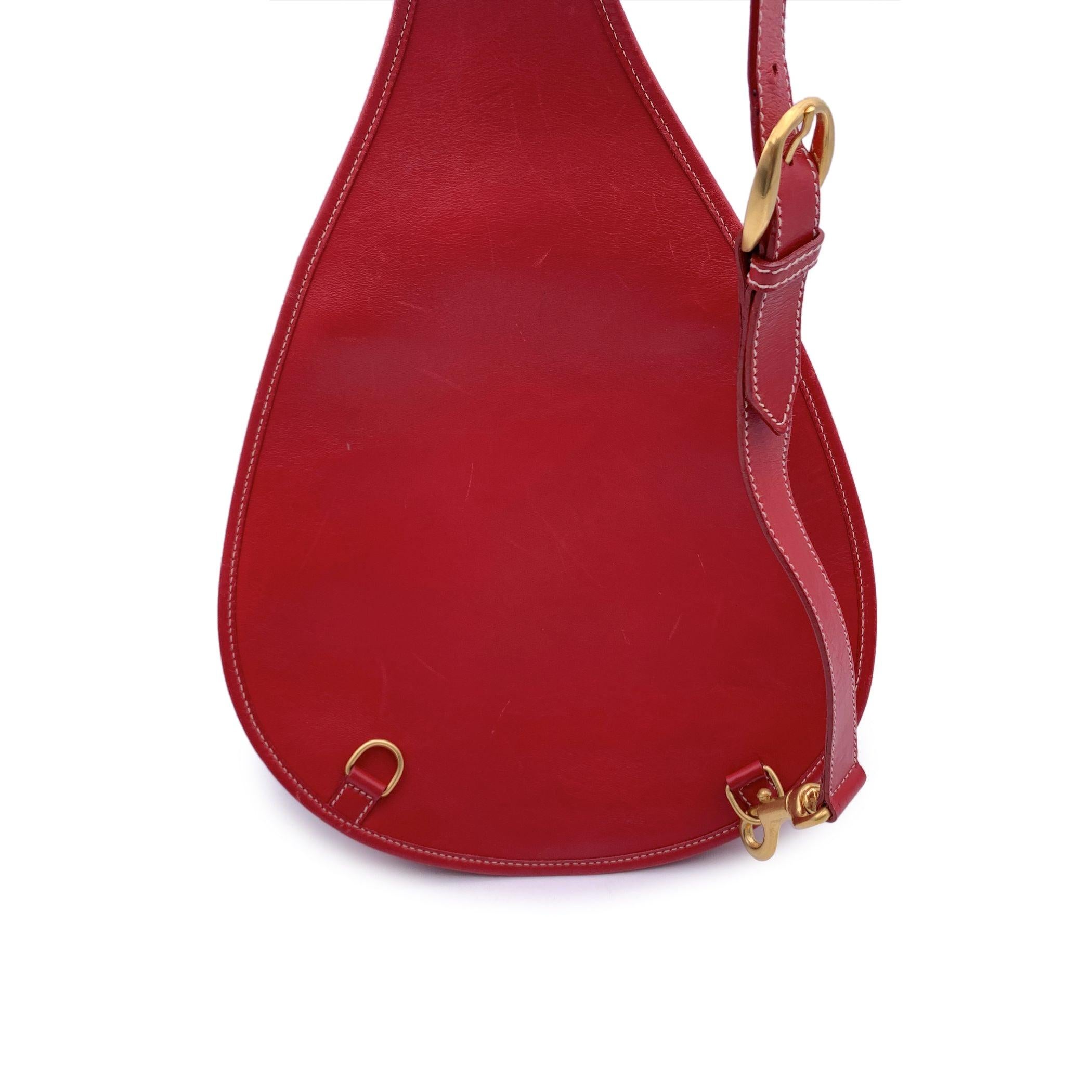 Gucci Vintage Red Suede Horsebit Backpack Sling Shoulder Bag In Good Condition In Rome, Rome