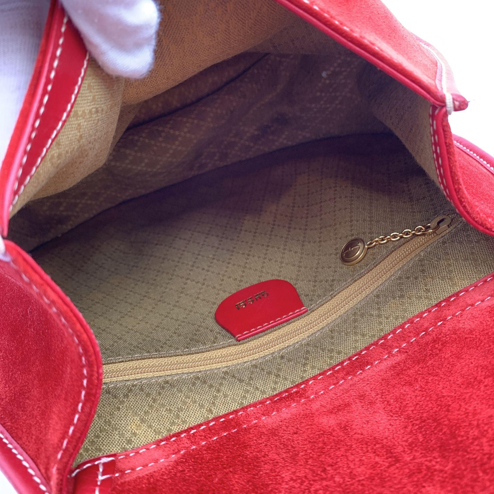 Gucci Vintage Red Suede Horsebit Backpack Sling Shoulder Bag 1