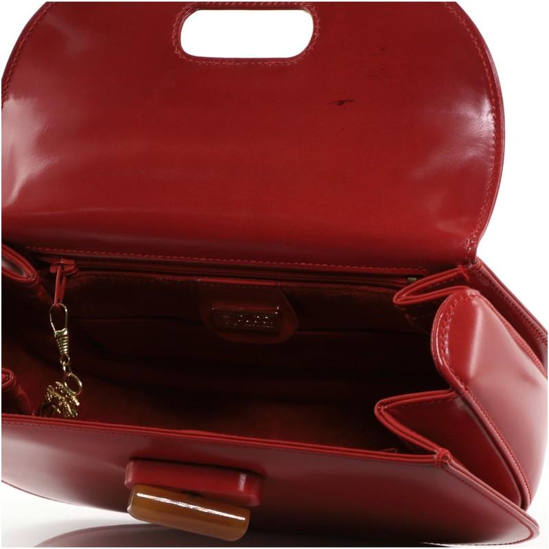 Red Gucci Vintage Resin Top Handle Flap Bag Leather Small