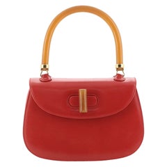 Gucci Vintage Resin Top Handle Flap Bag Leather Small