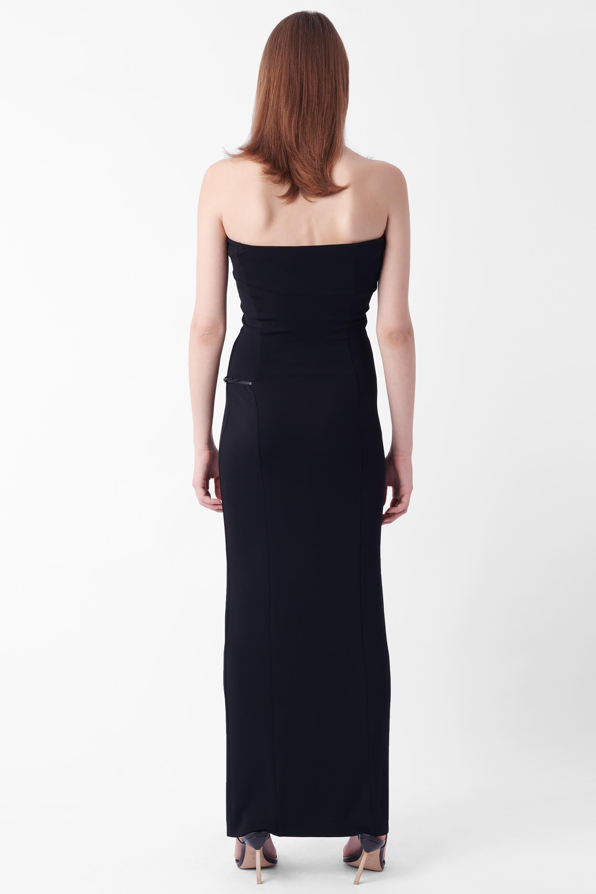 Gucci Vintage S/S 1998 Black Tube Dress with Leather Buckle In Excellent Condition In London, GB