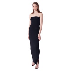 Gucci Vintage P/E 1998 Vestito a tubo nero con fibbia in pelle