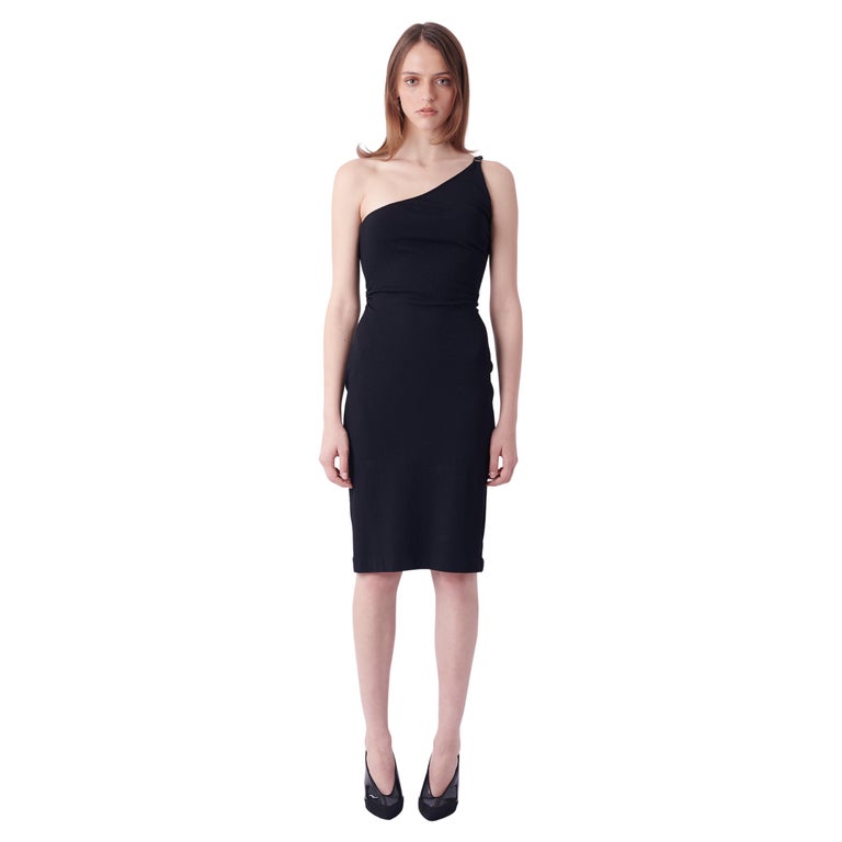 knee length dresses for ladies One Shoulder Faux Leather Mini Dress
