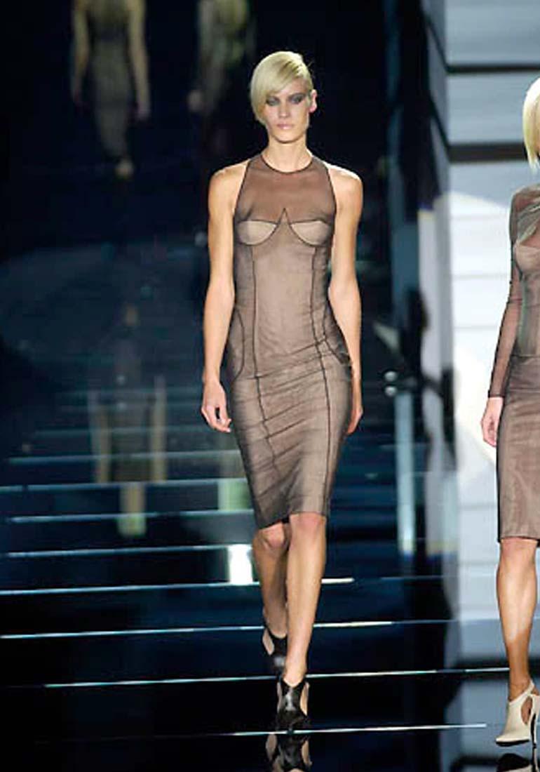 Gucci Vintage S/S 2001 Runway Bodycon Corset Dress For Sale 1