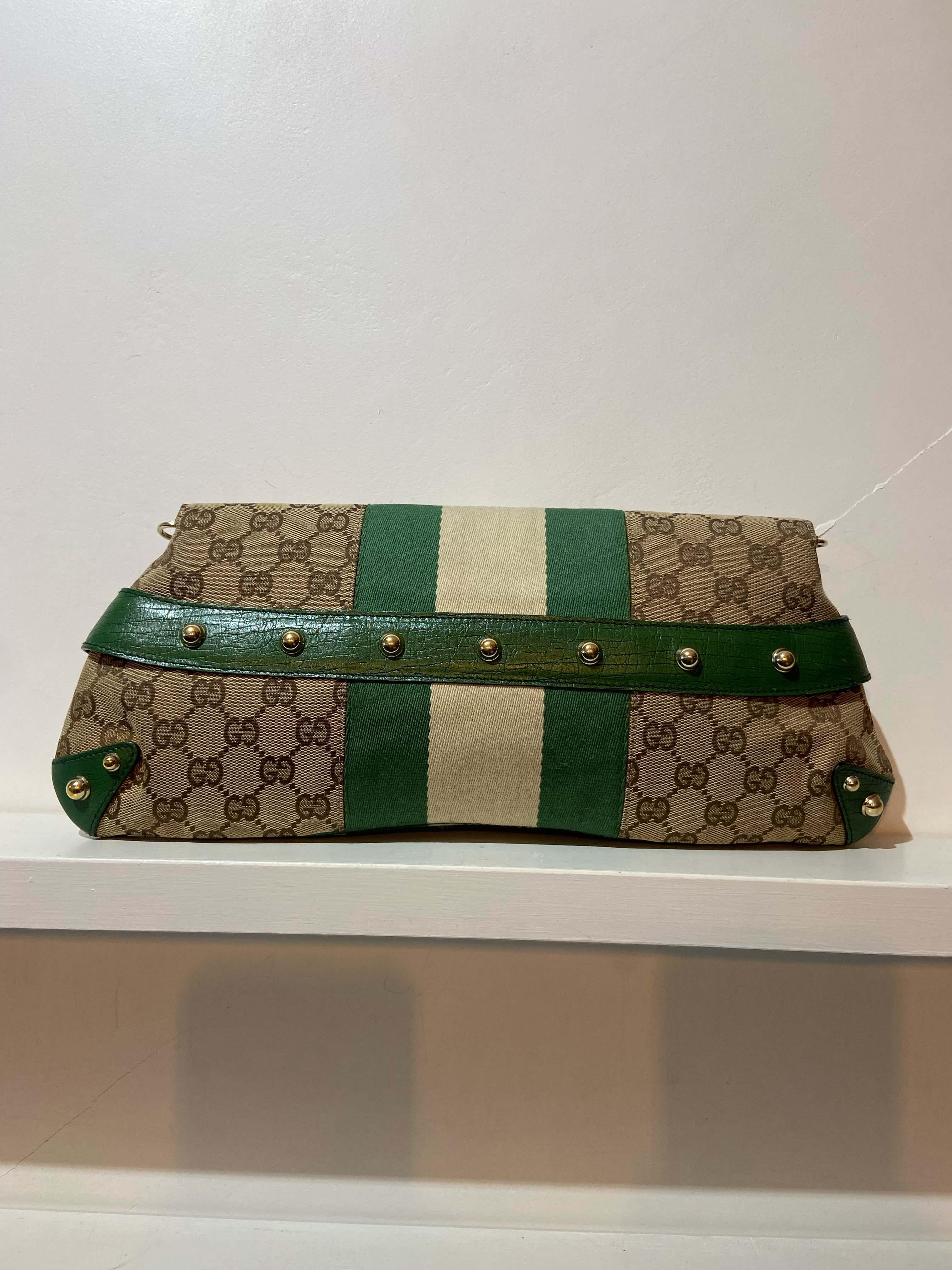 Gucci  Vintage S/S 2003 Green Horsebit 1955 Clutch Bag In Excellent Condition In London, GB