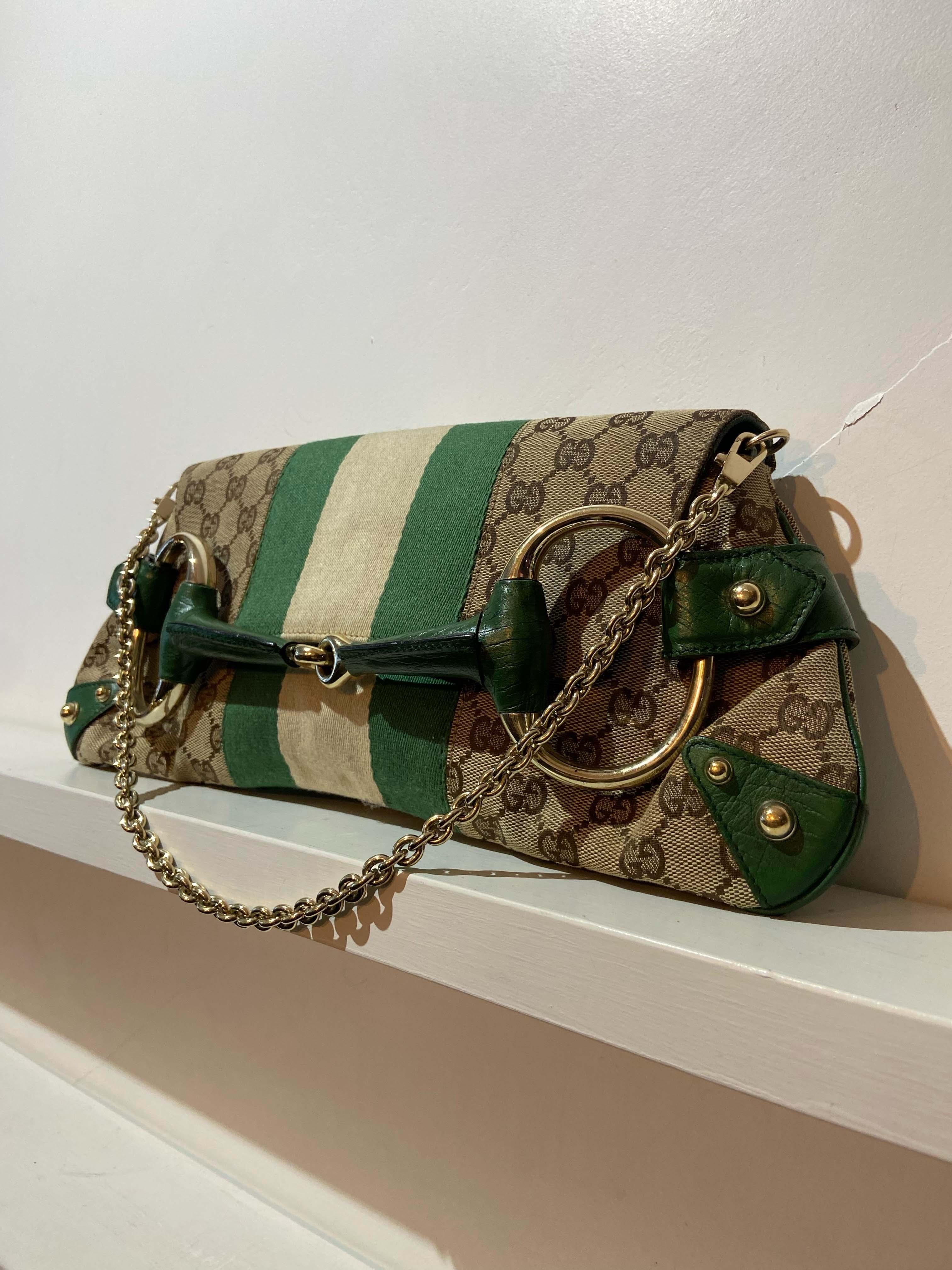 Women's or Men's Gucci  Vintage S/S 2003 Green Horsebit 1955 Clutch Bag