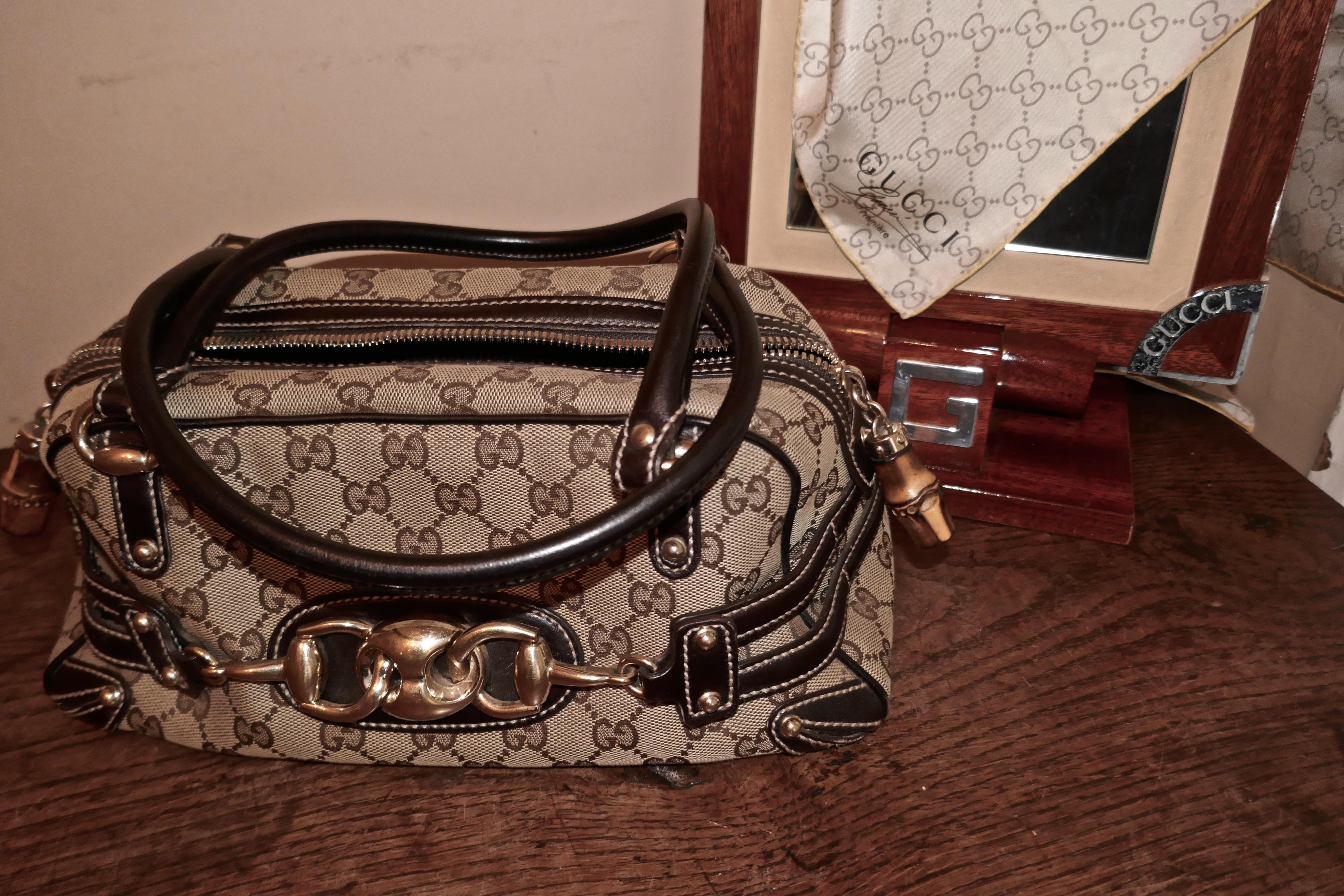  Gucci Vintage Satchel in Guccissima Canvas Wave Handbag, Horse-Bit and Monogram 2