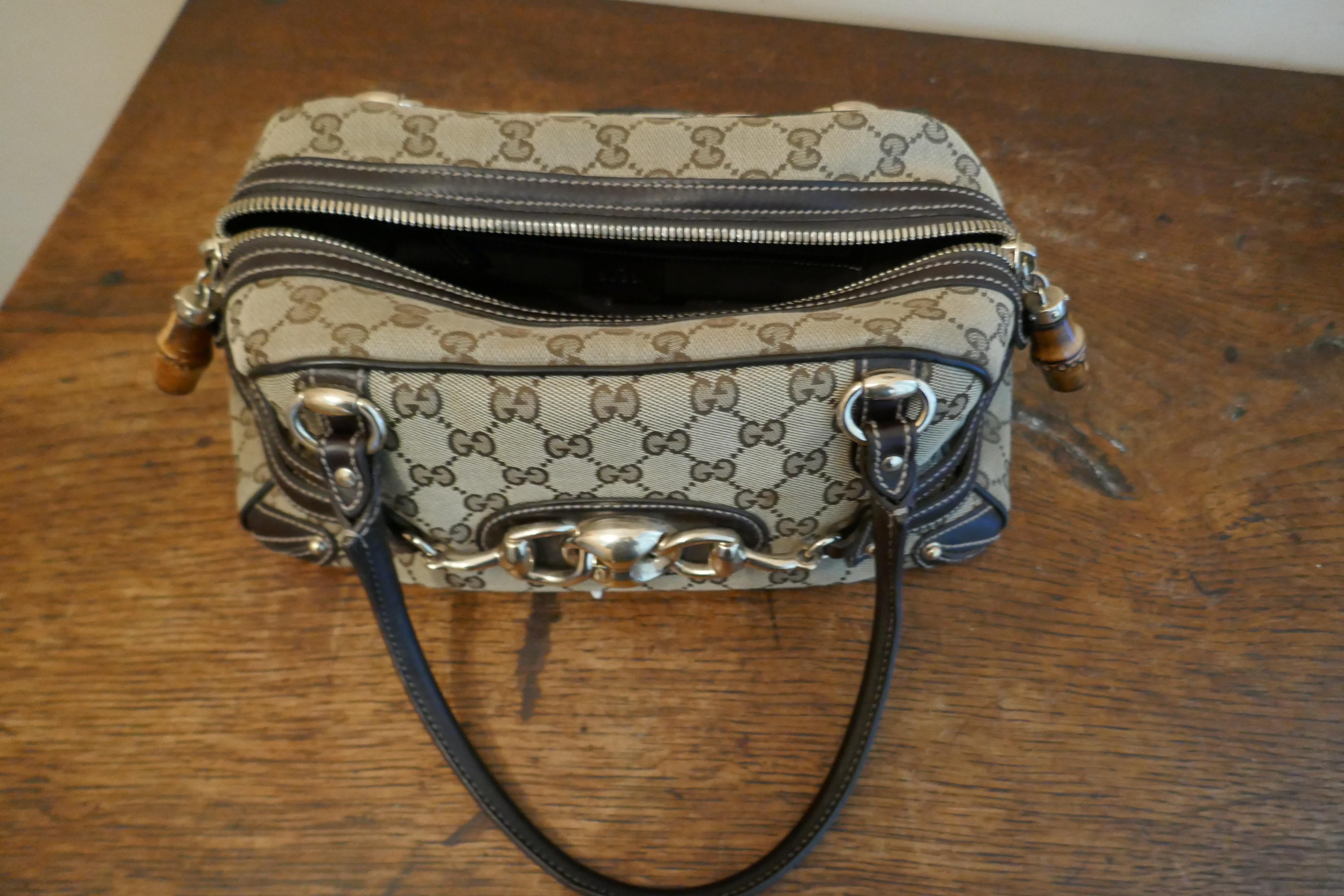 Gucci Vintage Satchel in Guccissima Canvas Wave Handbag, Horse-Bit and Monogram 5