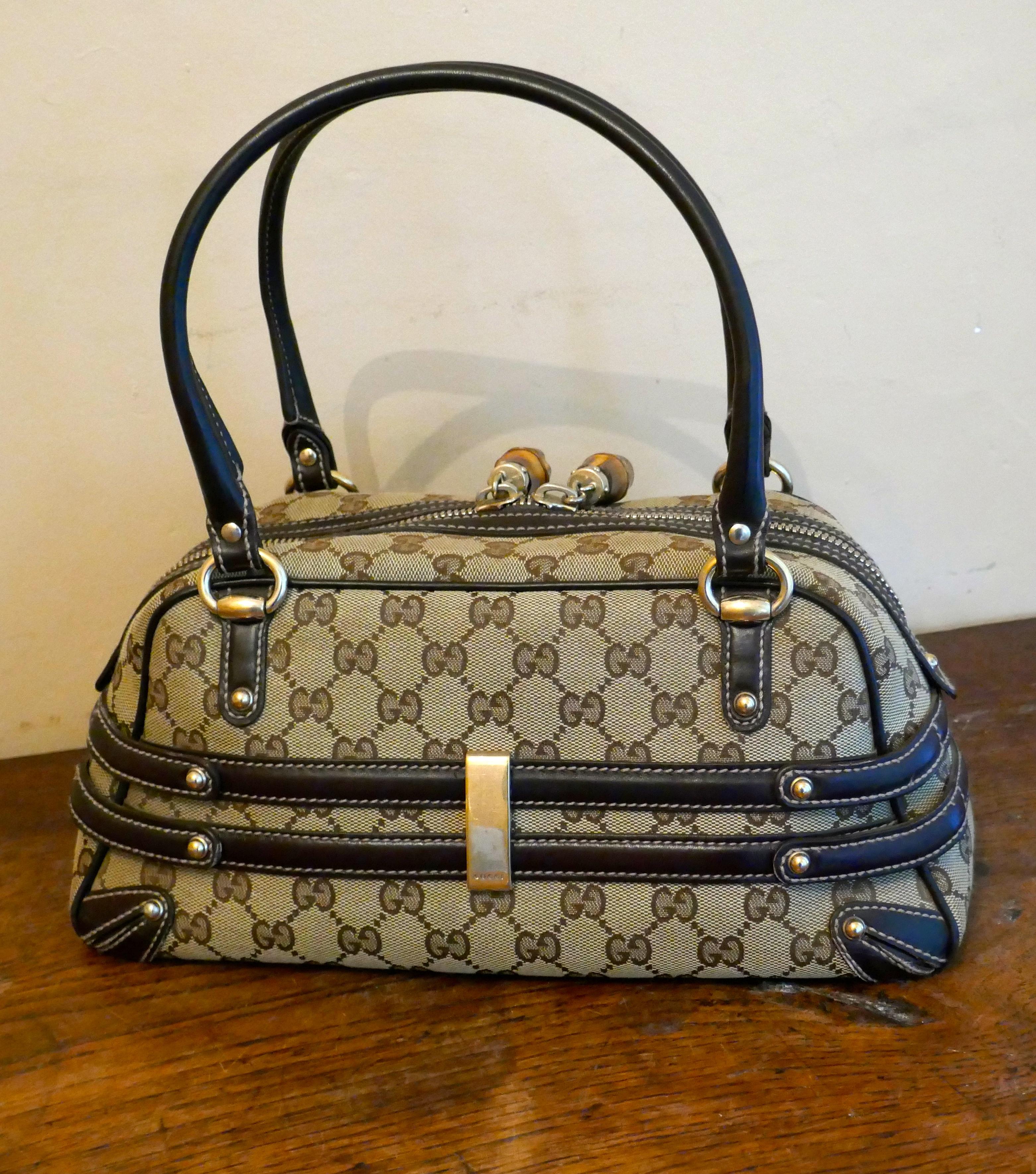  Gucci Vintage Satchel in Guccissima Canvas Wave Handbag, Horse-Bit and Monogram 8