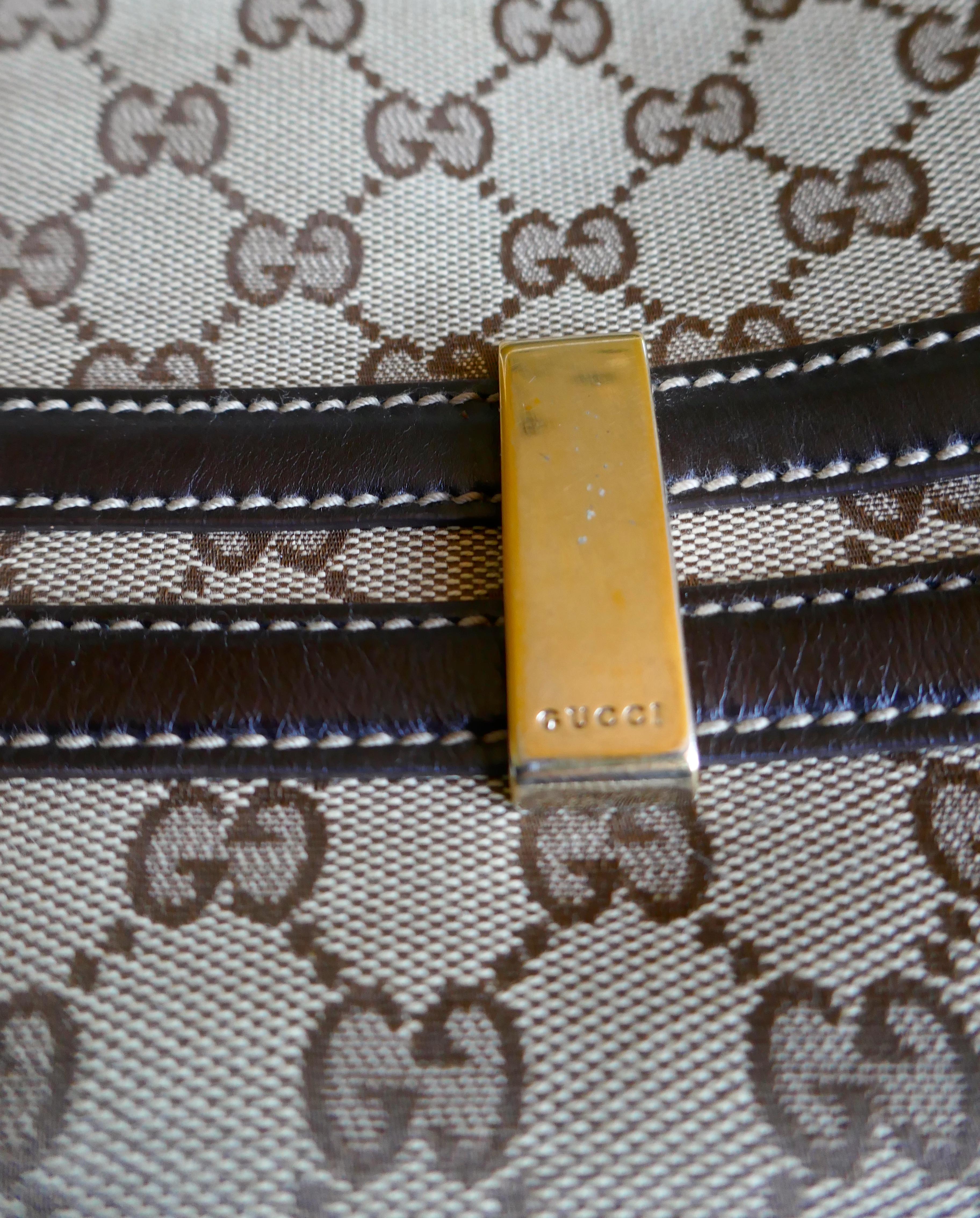 Black  Gucci Vintage Satchel in Guccissima Canvas Wave Handbag, Horse-Bit and Monogram