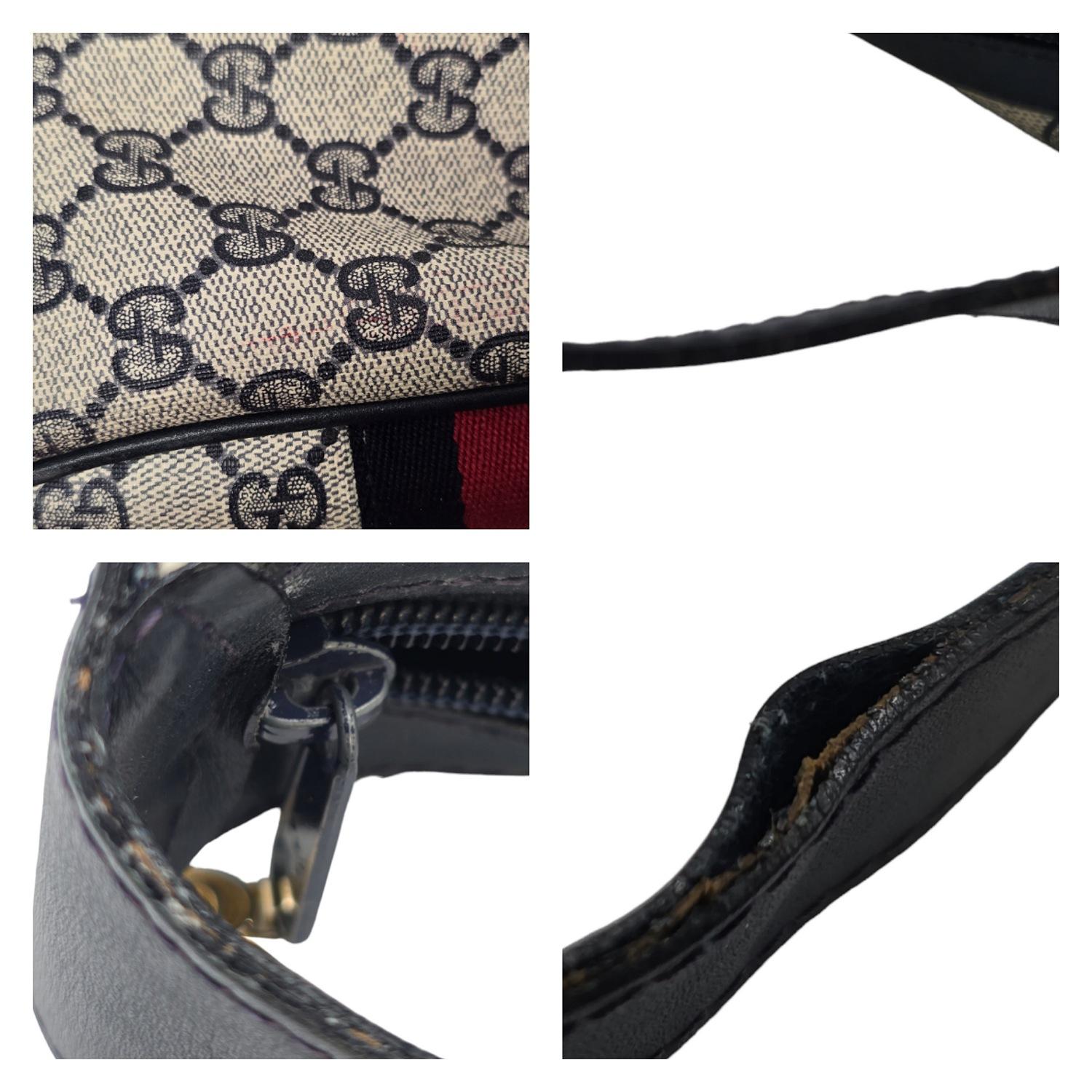 Gucci Vintage Sherry Ophidia Web Navy Crossbody For Sale 2