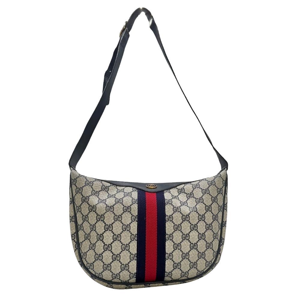 Gucci Vintage Sherry Ophidia Web Navy Crossbody For Sale