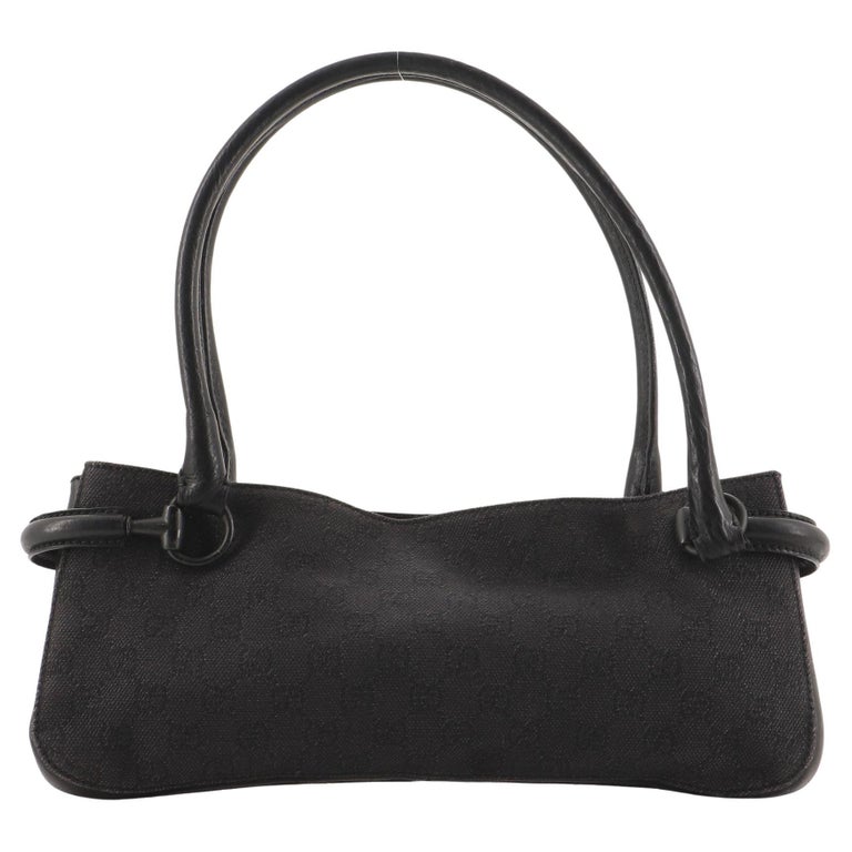 Gucci Vintage Shoulder Bag GG Canvas and Leather Small at 1stDibs