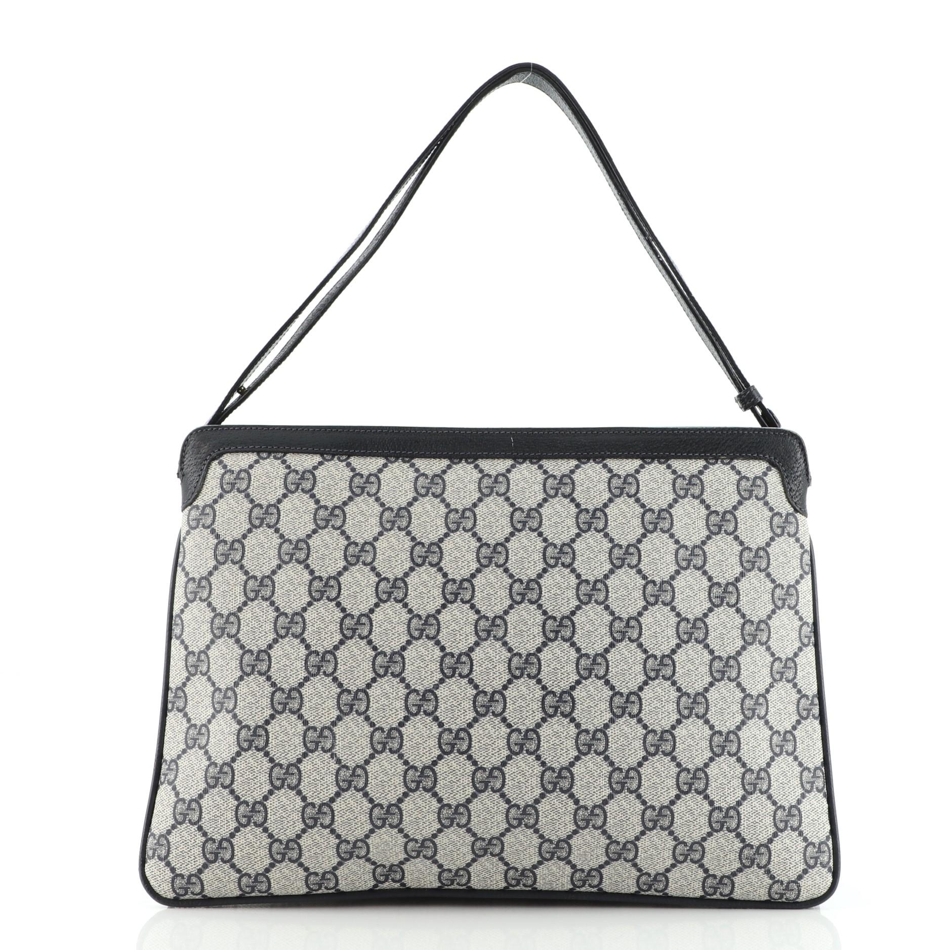 Gucci Vintage Umhängetasche GG aus beschichtetem Segeltuch Medium (Schwarz)