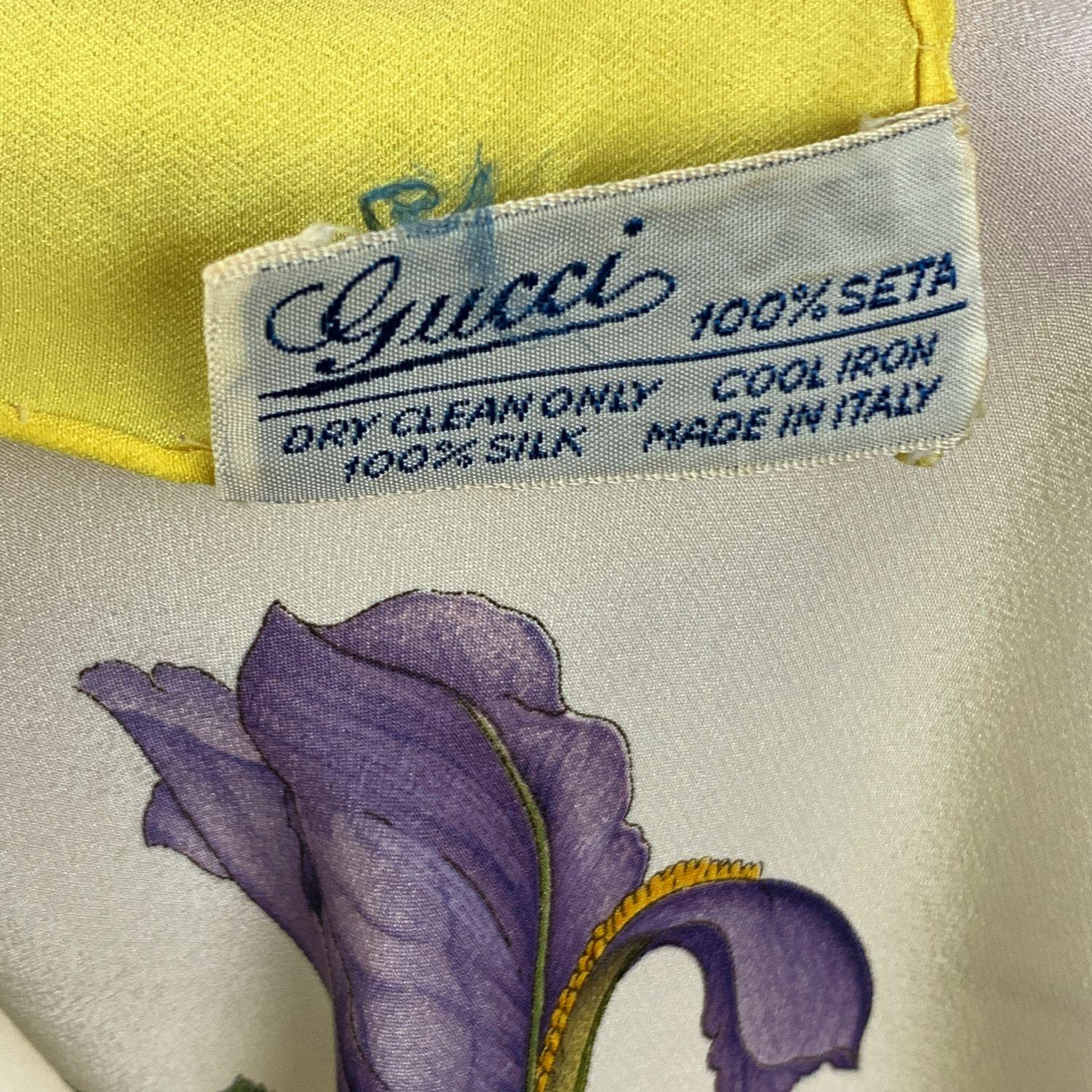 Gucci Vintage Silk Floral Flowers Print Shawl Scarf with Defects 1