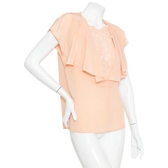 Gucci Vintage Silk Ruffle Detail Top (1970s)