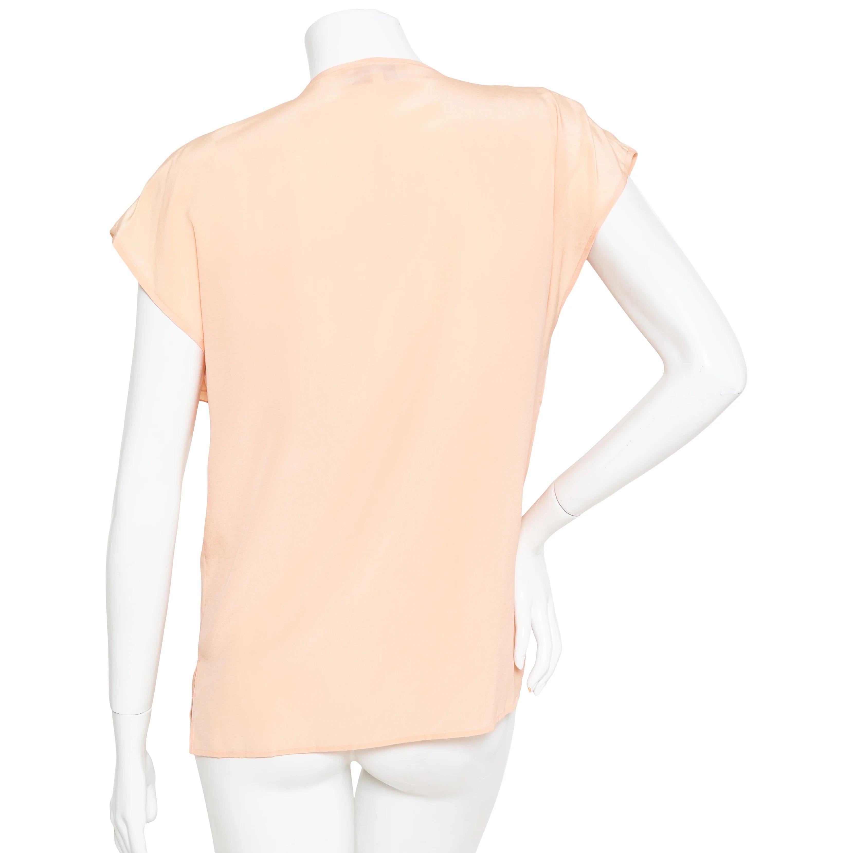 White Gucci Vintage Silk Ruffle Detail Top (1970s) For Sale