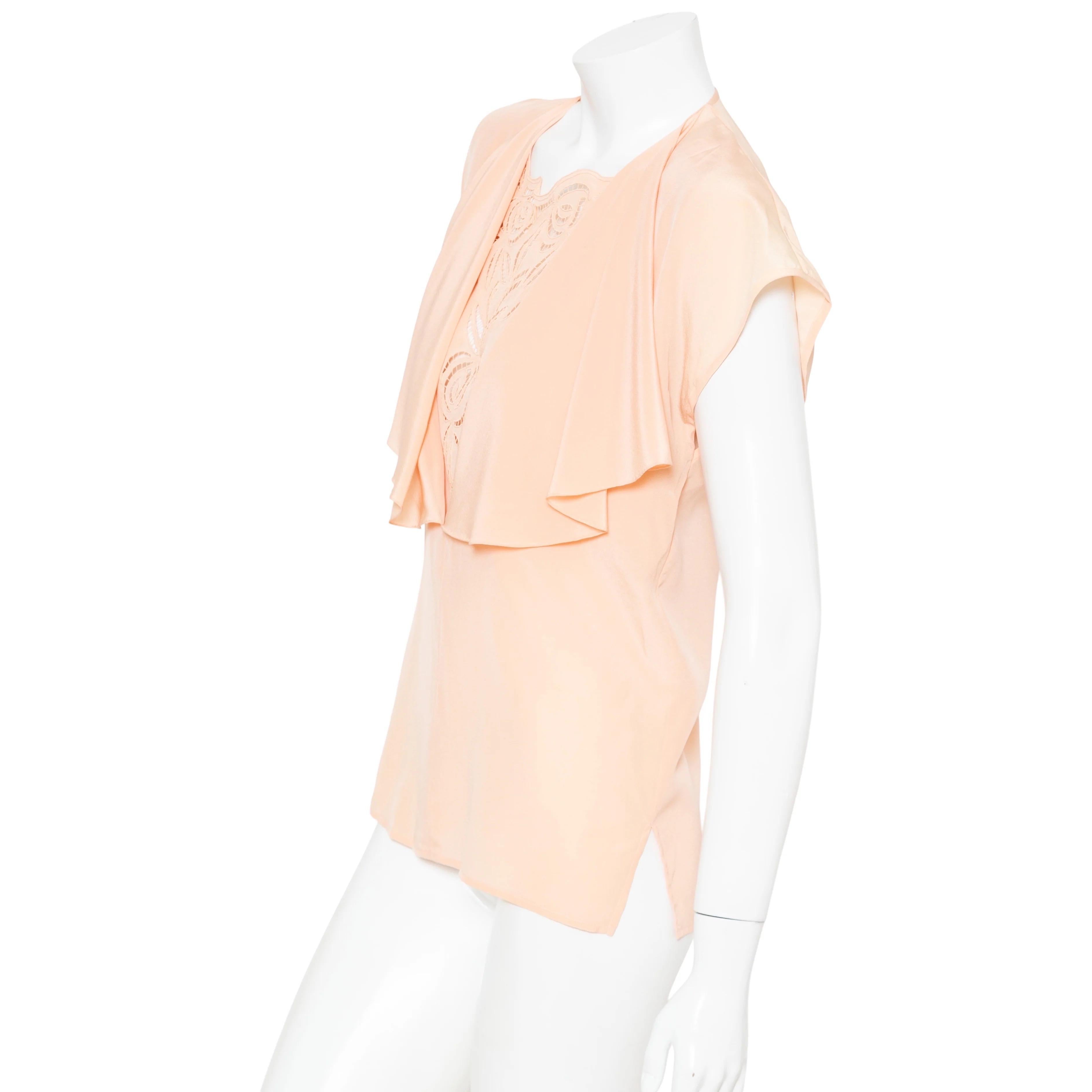 Gucci Vintage Silk Ruffle Detail Top (1970s) In Excellent Condition For Sale In Woodland Hills, CA