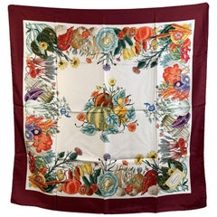 Gucci Vintage Silk Scarf Accornero Ortaggi Vegetable Garden