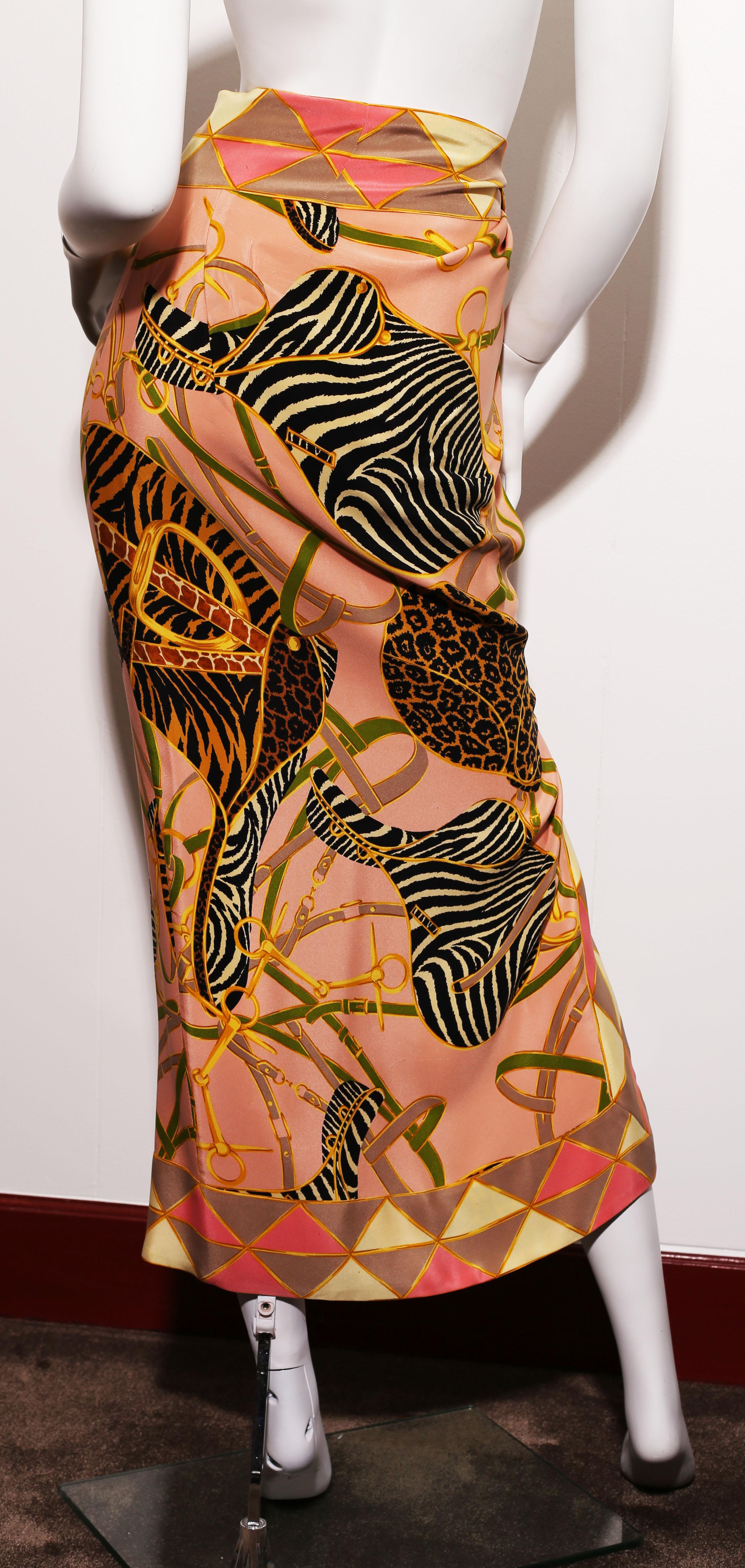 Women's Gucci vintage silk wrap skirt animal print 1980´s