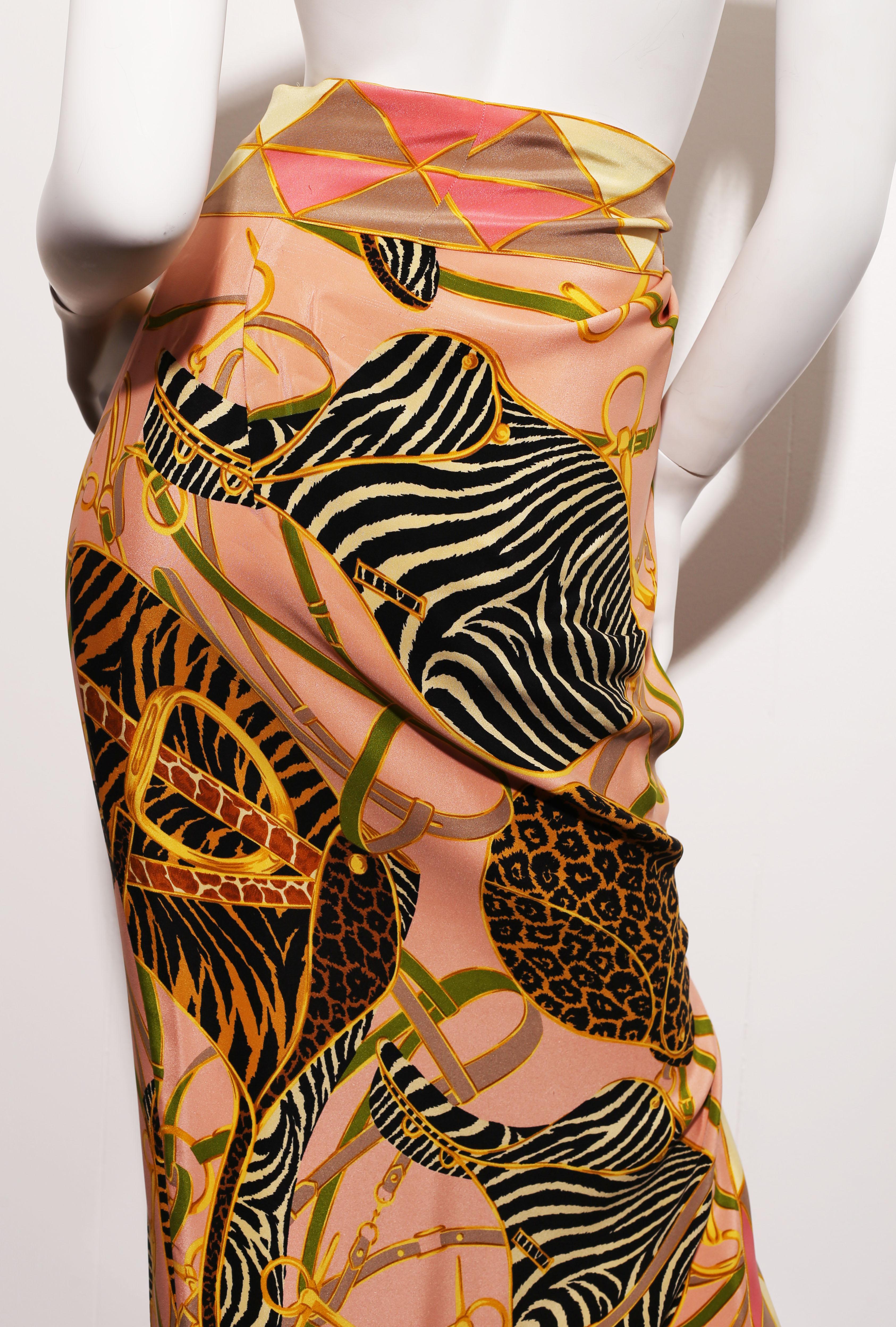 Gucci vintage silk wrap skirt animal print 1980´s 1