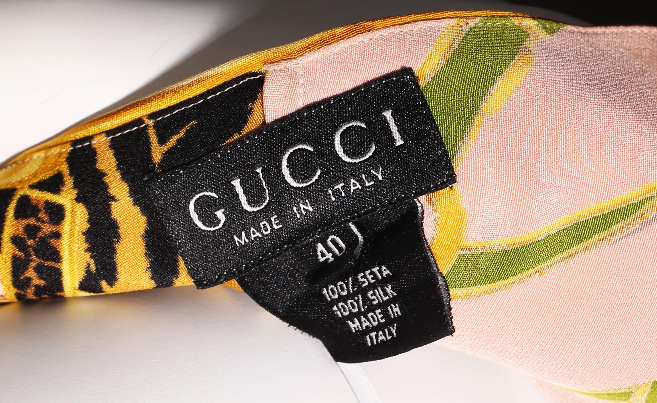 Gucci vintage silk wrap skirt animal print 1980´s 2