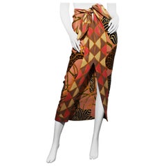 Gucci vintage silk wrap skirt animal print 1980´s
