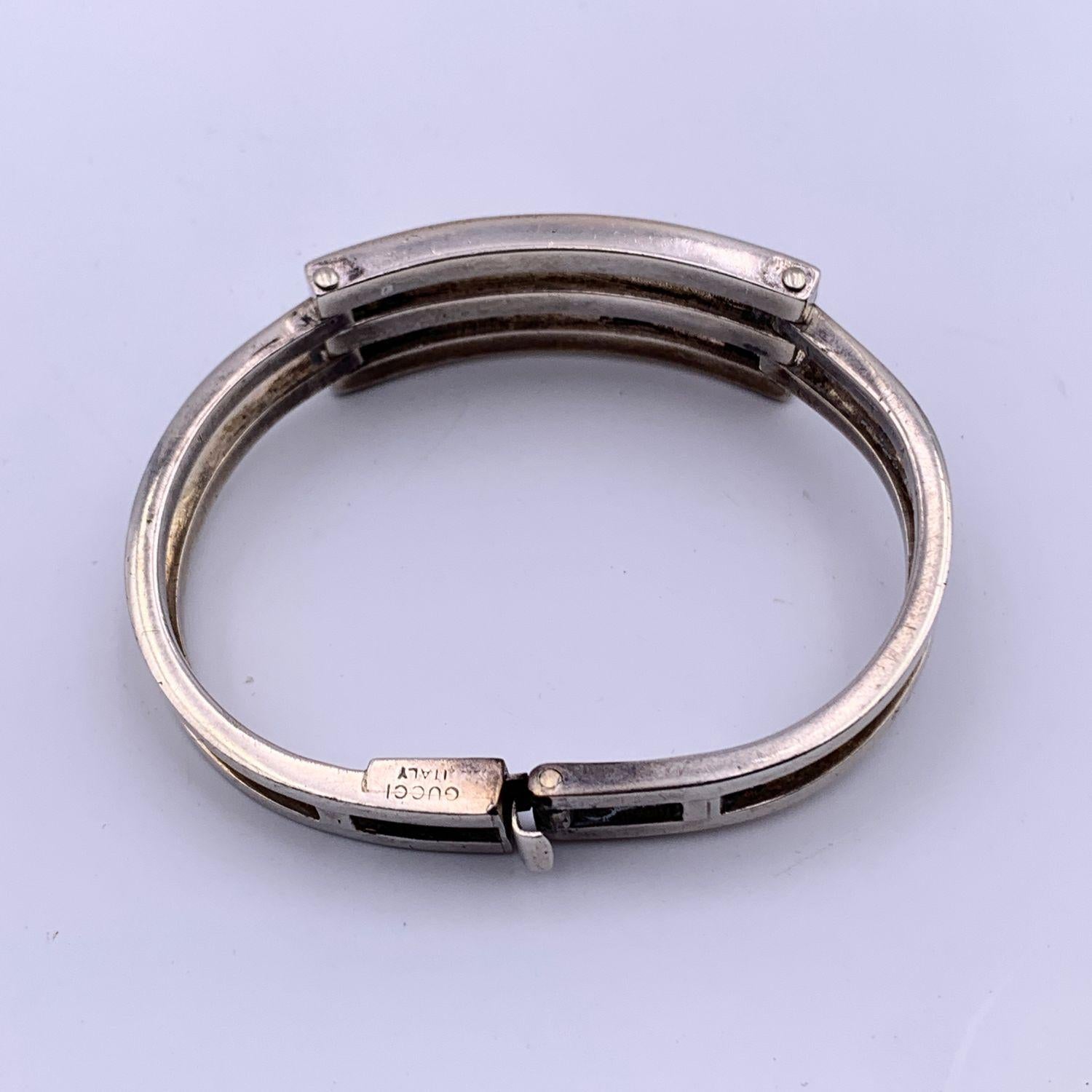 Gucci Vintage Silver 800 Enameled Striped Cuff Bracelet 2