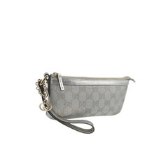 Gucci Vintage Silver GG Canvas Pochette Wristlet