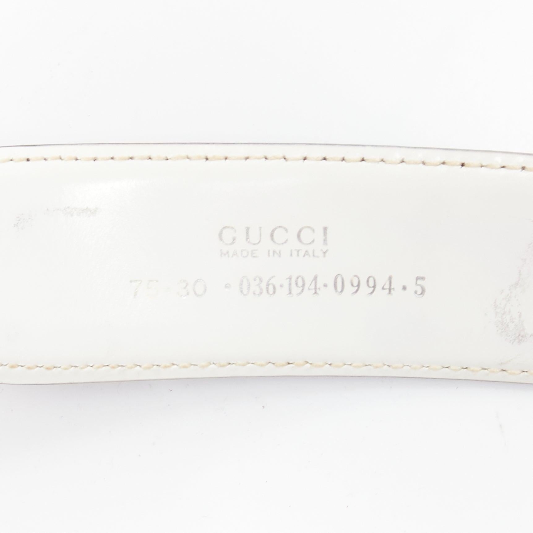 GUCCI Vintage silberner GG Logo-Schnalle schwarzer glatter Ledergürtel 30