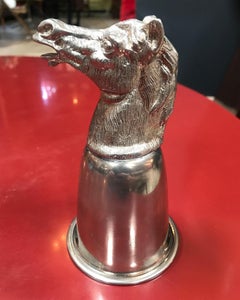 Gucci Vintage Silver Metal Horse Heads Cup, Italy, 1970s