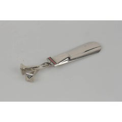 GUCCI Vintage Silver Metal SHOE HORN Enameled Stripes