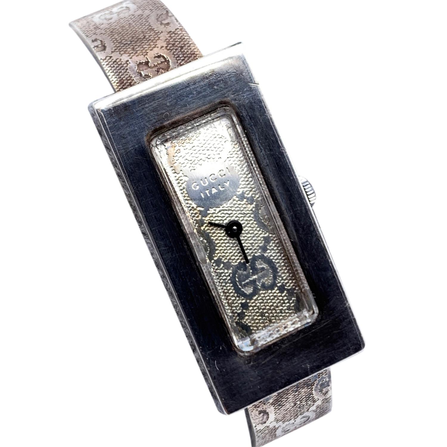 Women's Gucci Vintage Silver Metal Wrist Watch Bracelet Bangle