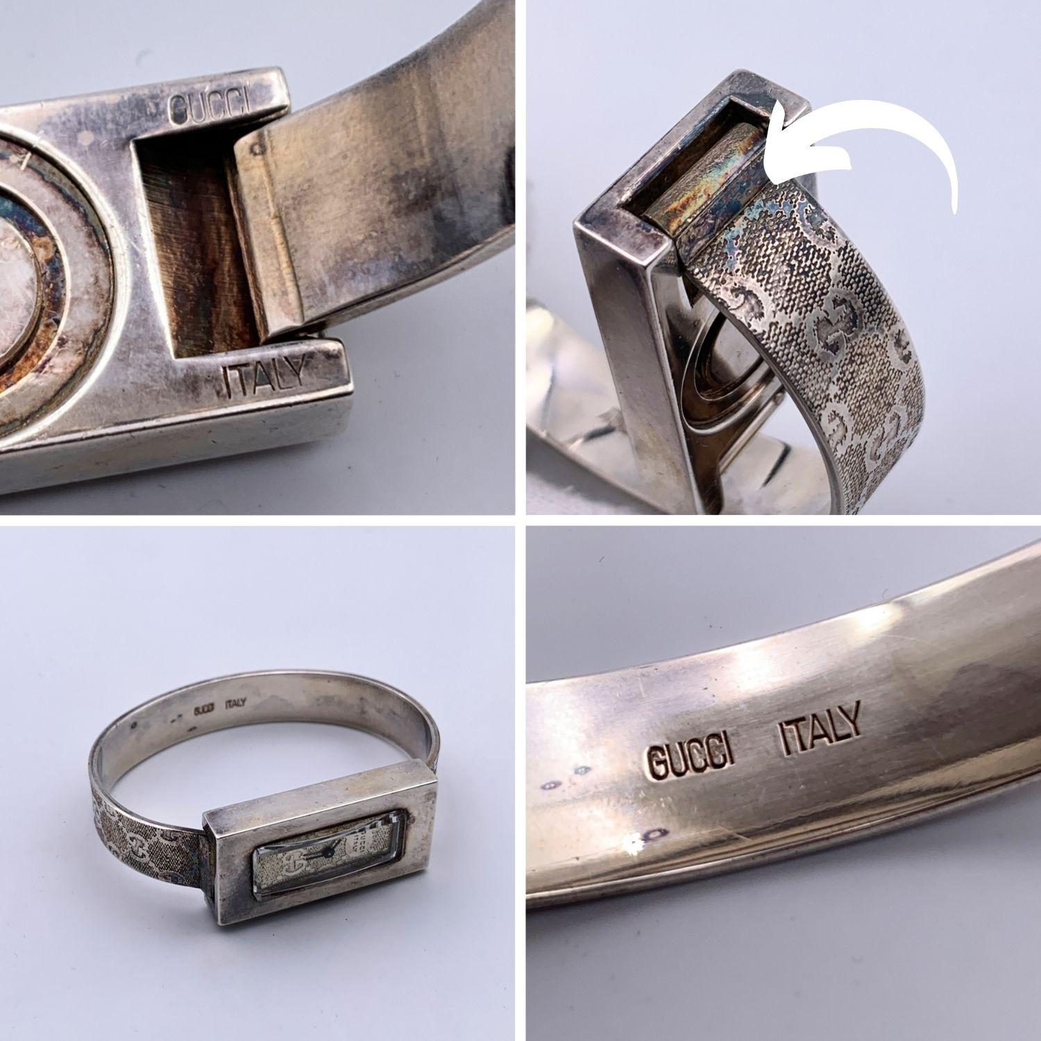 Gucci Vintage Silver Metal Wrist Watch Bracelet Bangle 3