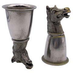 Gucci Vintage Silver Plated Metal Set of 2 Horse Head Cup