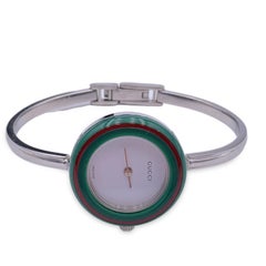 Gucci Vintage Silver Steel 12 Bezel Wrist Watch Bracelet Bangle