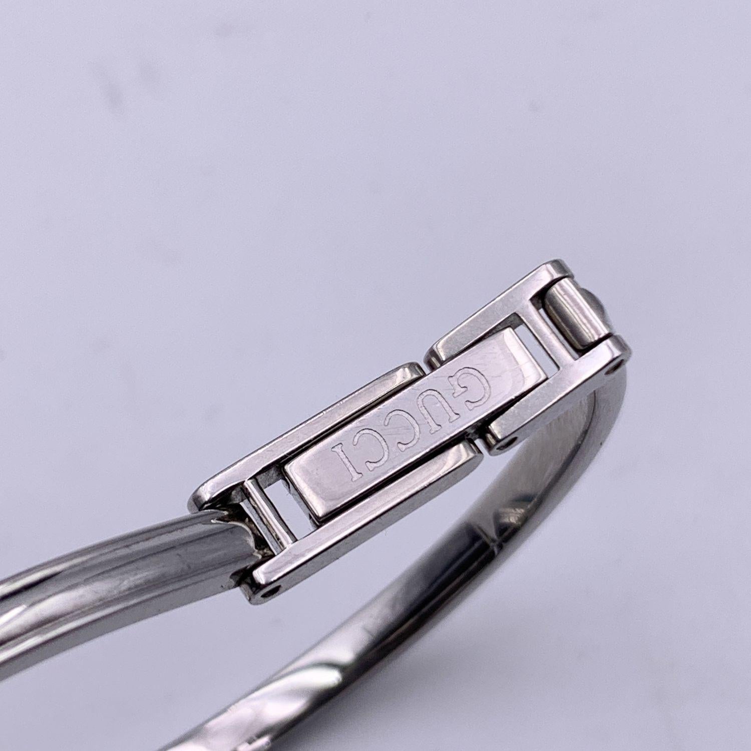 Gucci Vintage Silver Steel 12 Bezel Wrist Watch Bracelet Bangle In Excellent Condition In Rome, Rome