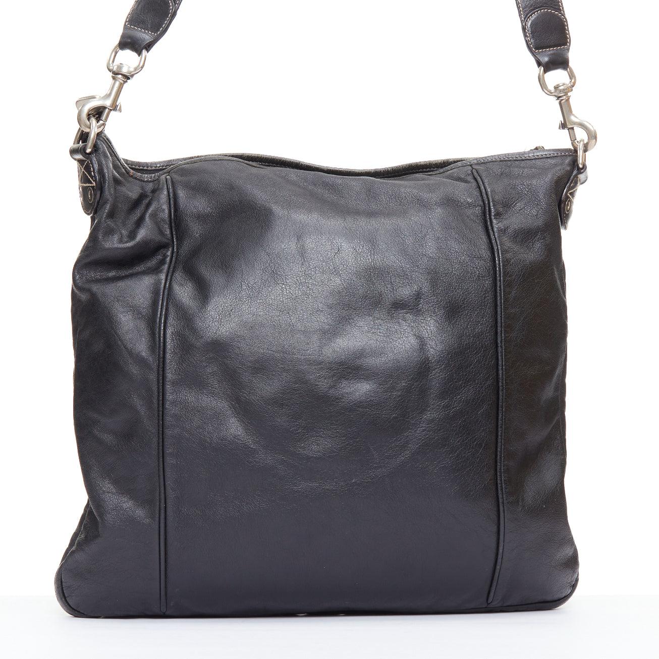 Women's GUCCI Vintage Sima black leather crest logo crossbody bag