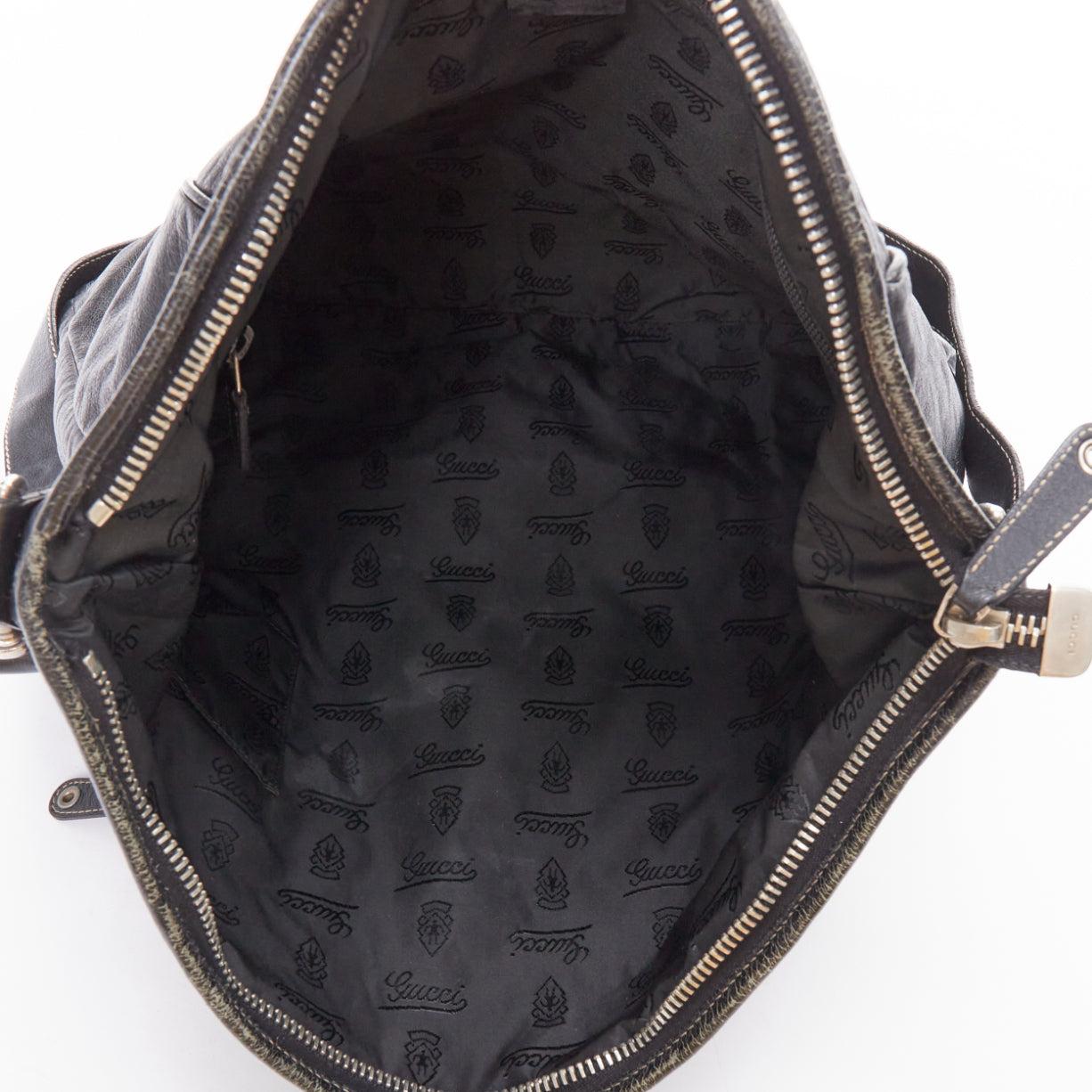 GUCCI Vintage Sima black leather crest logo crossbody bag 3