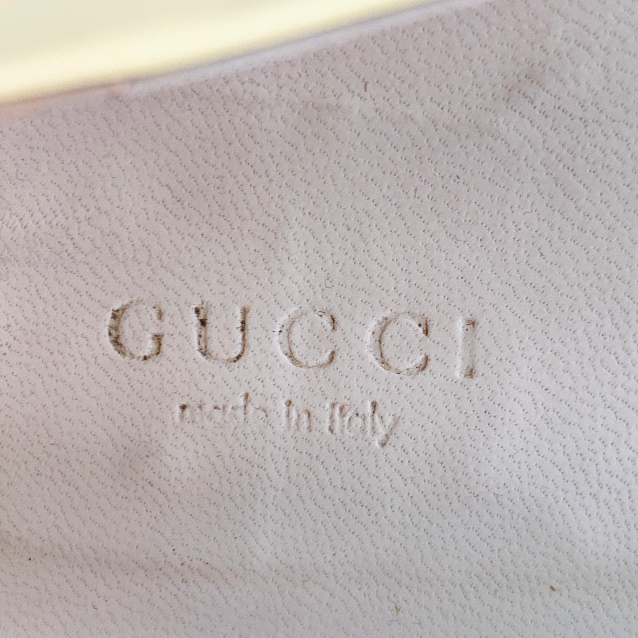 GUCCI Vintage Size 10 Vernice Beige Red Blue Patent Leather Web Bamboo Buckle Flats For Sale 3